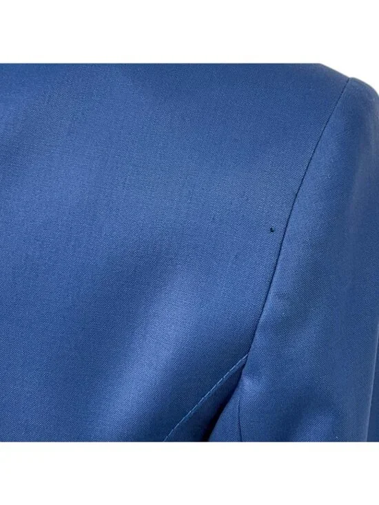 Smythe Hutton Blazer Womens 4 Blue Wool Shawl Lapel Tuxedo One Button Jacket - Picture 5 of 13